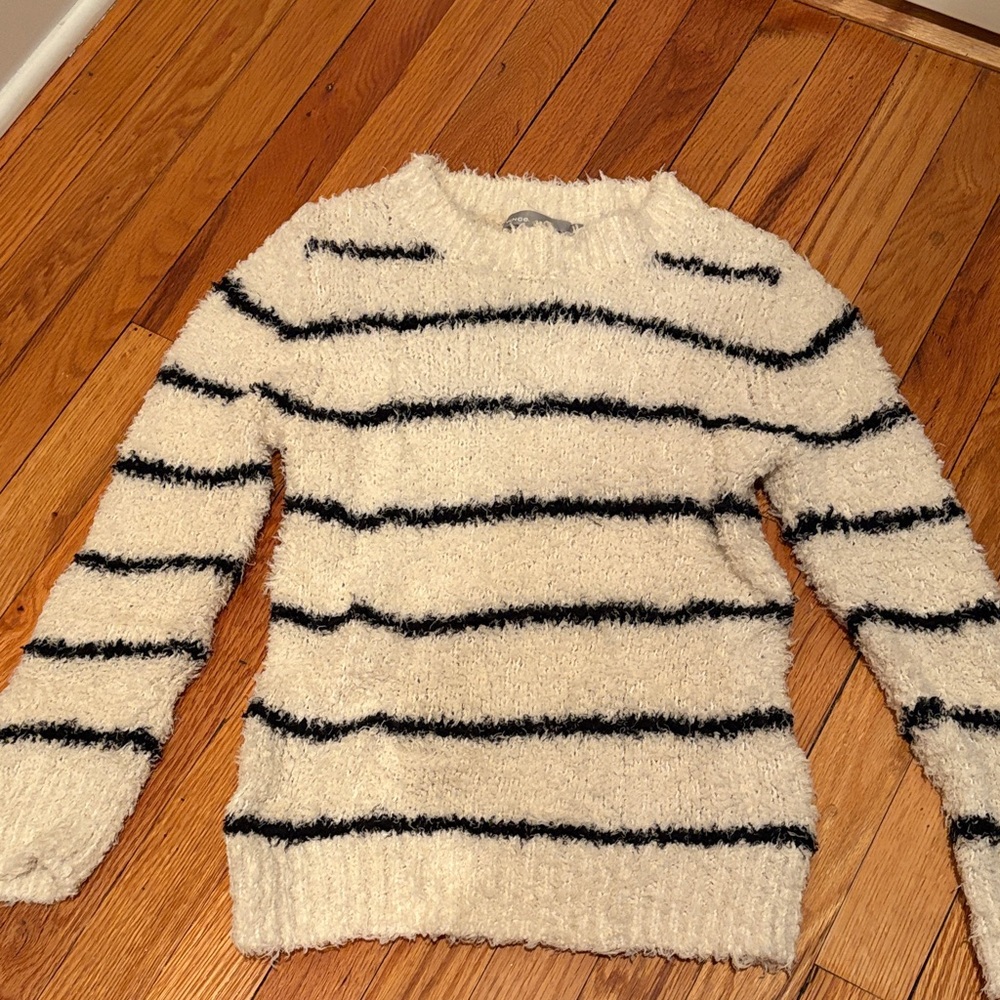 Vince Cream and Black Striped Sweater